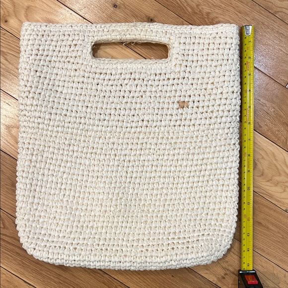 Woven Cream Tote Bag with Built-In Handles - Picture 3 of 7